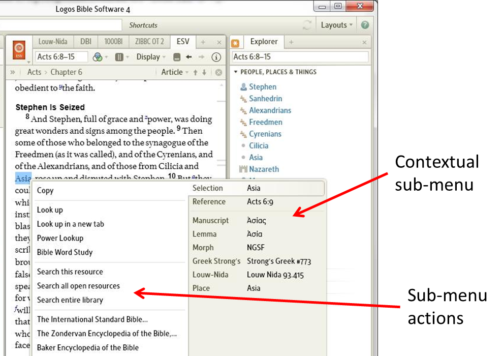 Logos context menu